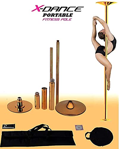 X-Dance Professional Stripper Pole Gold | Spinning Static Exotic Dancing Pole Portable and Removable | Height Adjustable 7 to 9 FT 45mm Dance Pole Kit for Exercise Fitness Pole Club Party Pub Home - Thumbnail 7