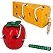 Early Development Toys Wooden Lacing Toys, Montessori Activity Caterpillars Eat Apple and Kids Cheese Toys, Children Learning Educational Wood Block Puzzles Toy for Toddlers Boys Girls