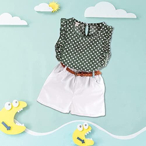 Tops Shorts Infantil Camiseta Roupas Conjunto de Verão Calças Bebê Meninas Mangas Voadoras Chiffon C