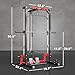 Soozier Power Cage Smith Machine, Multi-Function Power Rack with Pull Up Bar, LAT Pull Down System and Squat Rack, Barbell Bar, Plate Storage Posts, Landmine, for Home Gym