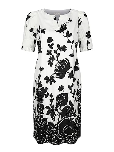 Alba Moda Druckkleid Erwachsene-Weiblich Figurumspielend Schwarz, Offwhite...