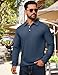 Long Sleeve Polo Shirts for Men Classic Button Golf Shirt Casual Collared Thermal Work Pullover Tops Navyblue