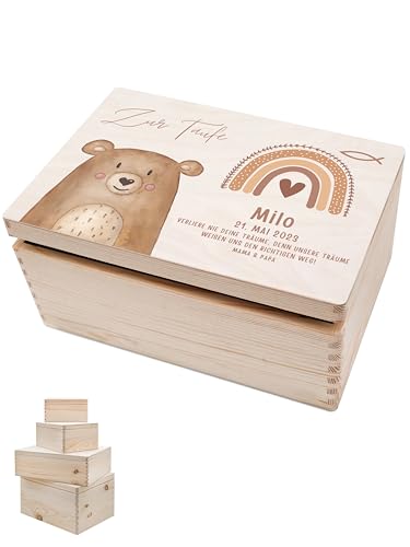 Wunderwunsch Personalisierte Erinnerungsbox Baby Taufe Holz