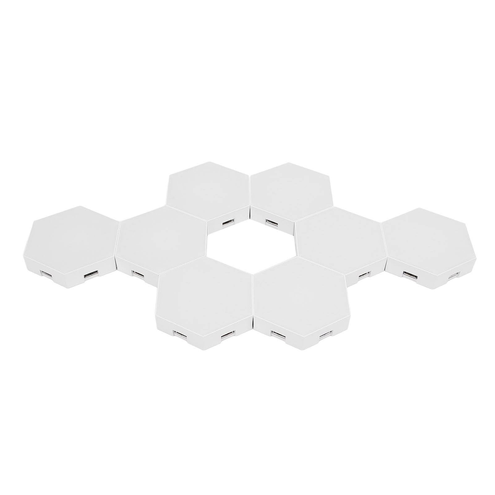 Lot de 8 panneaux lumineux hexagonaux avec contrôle vocal et synchronisation de la musique RVB avec application Bluetooth et télécommande