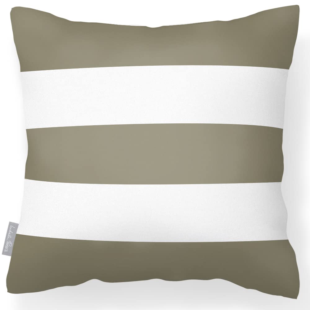 Izabela Peters Martini Olive Outdoor Cushions Waterproof, 43 Cm, Filled Outdoor Cushion, - 3 Stripes Horizontal, Garden Furniture Cushions, Outdoor Seat Cushions, Garden Chair Cushions
