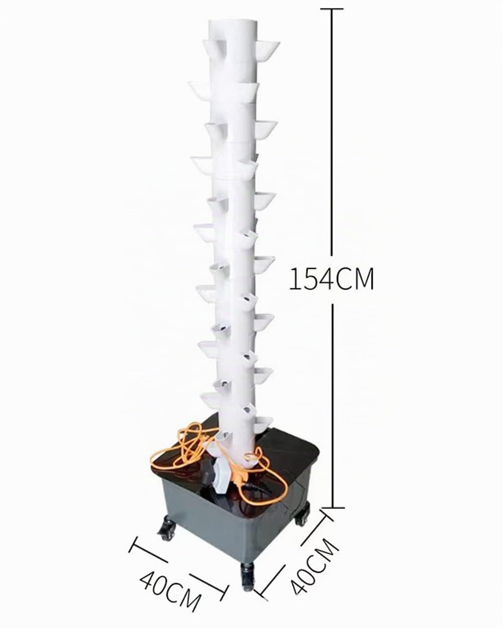 Torre idroponica, Kit sistema di coltivazione idroponica, Sistema di coltivazione indoor Torre di coltivazione verticale, 15 strati 45 siti di piante con pompa Serbatoio dell'acqua mobile per erbe