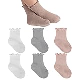 MKYSZLT 6 Pairs Baby Infant Toddler Girls Ruffle Socks - Cute Cotton Frilly Dress Crew Socks