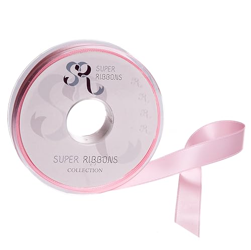 SR SUPER RIBBONS®™ Double Sided Satin Ribbons Gift Wrapping, Party Decoration, Wedding car, Christmas, Balloons, Hair, Cake, Presents, Wedding Bouquet (Baby Pink 6mm x 20m)