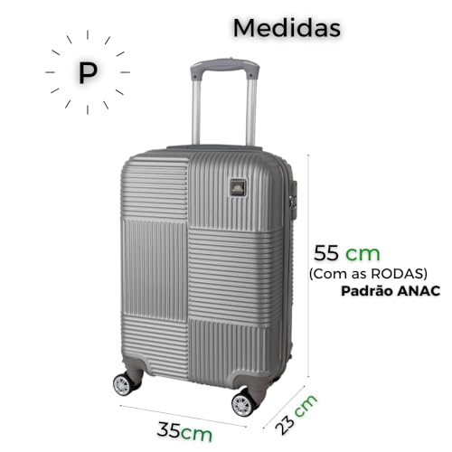 Mala 10kg Para Bordo Com Rodas Dupla 360° e Cadeado Acoplado Cor:Prata 8130
