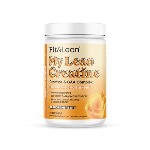 Fit & Lean Creatine for Women My Lean Creatine Powder Complex with GAA Muscle Performance Cognitive Function and Less Bloating Reduced Water Retention Orange Sherbert 30 Servings