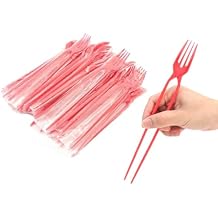 Chopsticks and Fork in ONE Chopstick Fork Combo - 2-in-1 Fork Chopsticks for Easy Dining, Versatile Chork for Asian Cuisine, Perfect for Beginners and Experts Alike 20PICS, Red