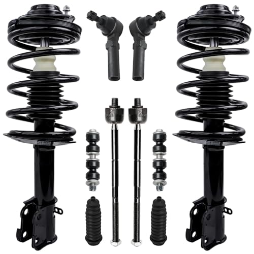 Image of Detroit Axle - Front Struts kit for 2001-2010 Chrysler PT Cruiser, 2 Struts Coil Spring 4 Outer Inner Tie Rods 2 Sway Bars 2 Boots 2002 2003 2004 2005 2006 2007 2008 2009 Replacement Suspension