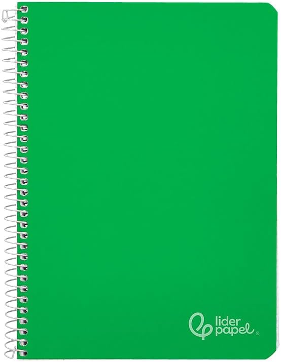 A4 Spiral Bound Hardback Notebook 80h 90g Two Ruled 2.5mm Green Border