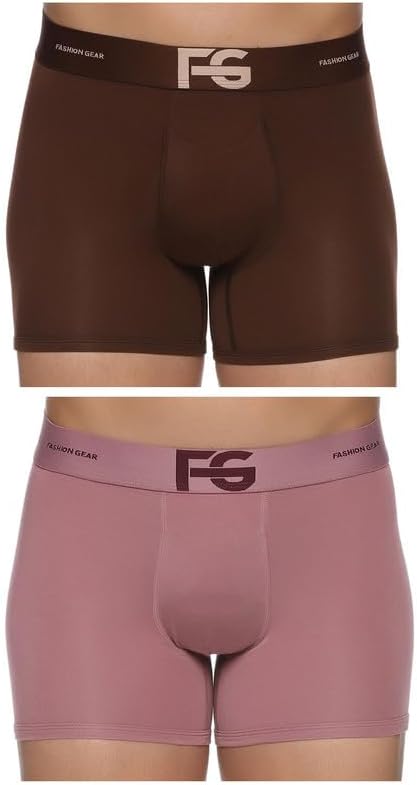 Men's Ultra Soft Modal Fabric Trunk - Moisture Absorption with 4-Way Stretch | Breathable Front Contour Pouch | Microfiber Waistband with Spandex | Pack of 2