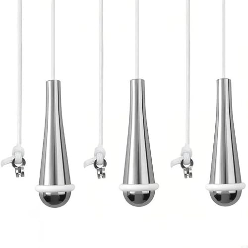 3 Pcs Bathroom Pull Cord Handle - Teardrop Chrome Pull String Switch End Weight Extension Replacement with 150cm Nylon White Cord Connector for Blind Toilet Ceiling Light Fan