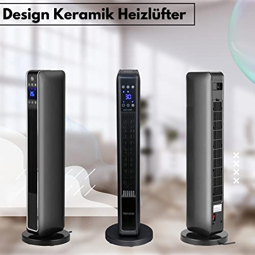 Echos Keramische ventilatorkachel, 3 standen, koud, 1200, 2200 watt, 70° oscillerend, 8 uur timer, afstandsbediening, temperatuurweergave, 10-49 °C, verwarmingsapparaat, elektrische verwarmer - Afbeelding 5