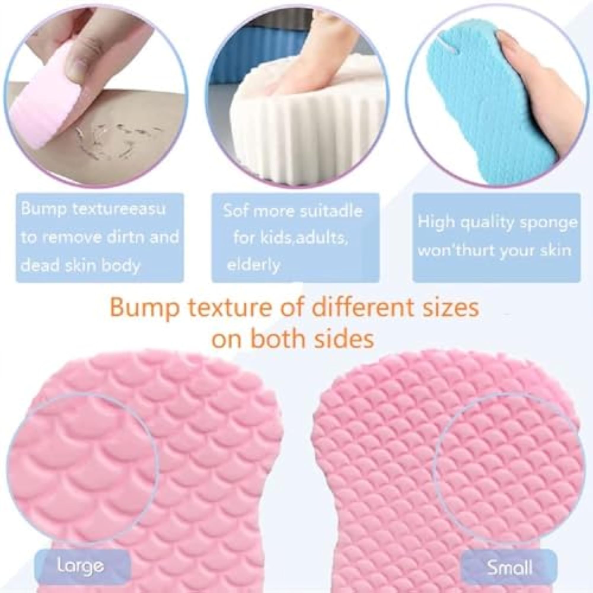 Hangable Bath Sponge Wall Mount Hooks, Soft Exfoliating