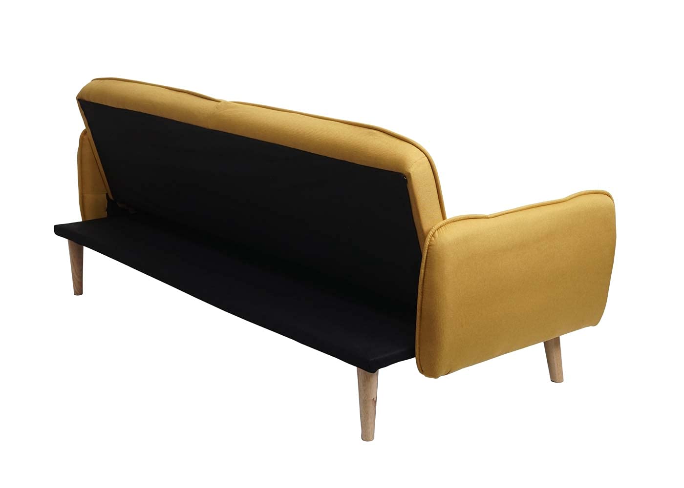 Mendler HWC-J18 - Sofá cama (185 cm), color amarillo | Sofá plegable, cama de invitados, sofá cama, textil