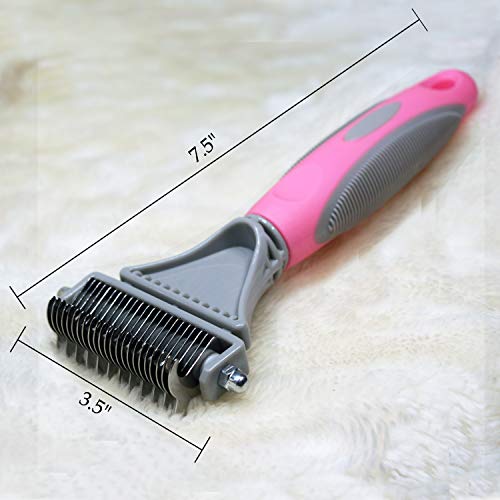 Pet Dematting Comb  2 Sided Undercoat Rake for Cats  Dogs  Safe Grooming Tool for Easy Mats  Tangles Removing  Medium and Long Haired Cats Dogs Brush for Shedding Pink  Cucciolini Doodles Pet dematting comb  2 sided undercoat rake for cats  dogs  safe grooming tool for easy mats  tangles removing  medium and long haired cats dogs brush for shedding pink   cucciolini doodles