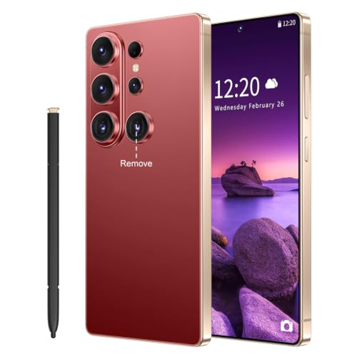 WWT 26 Ultra Unlocked Phone,Android 15 12+512GB Smartphone,Built in Pen The Phone,Cell Phone Battery 7000mAh 6.99" HD Screen,Dual SIM/5G/Face ID/Fingerprint Lock/GPS (Wine Red)