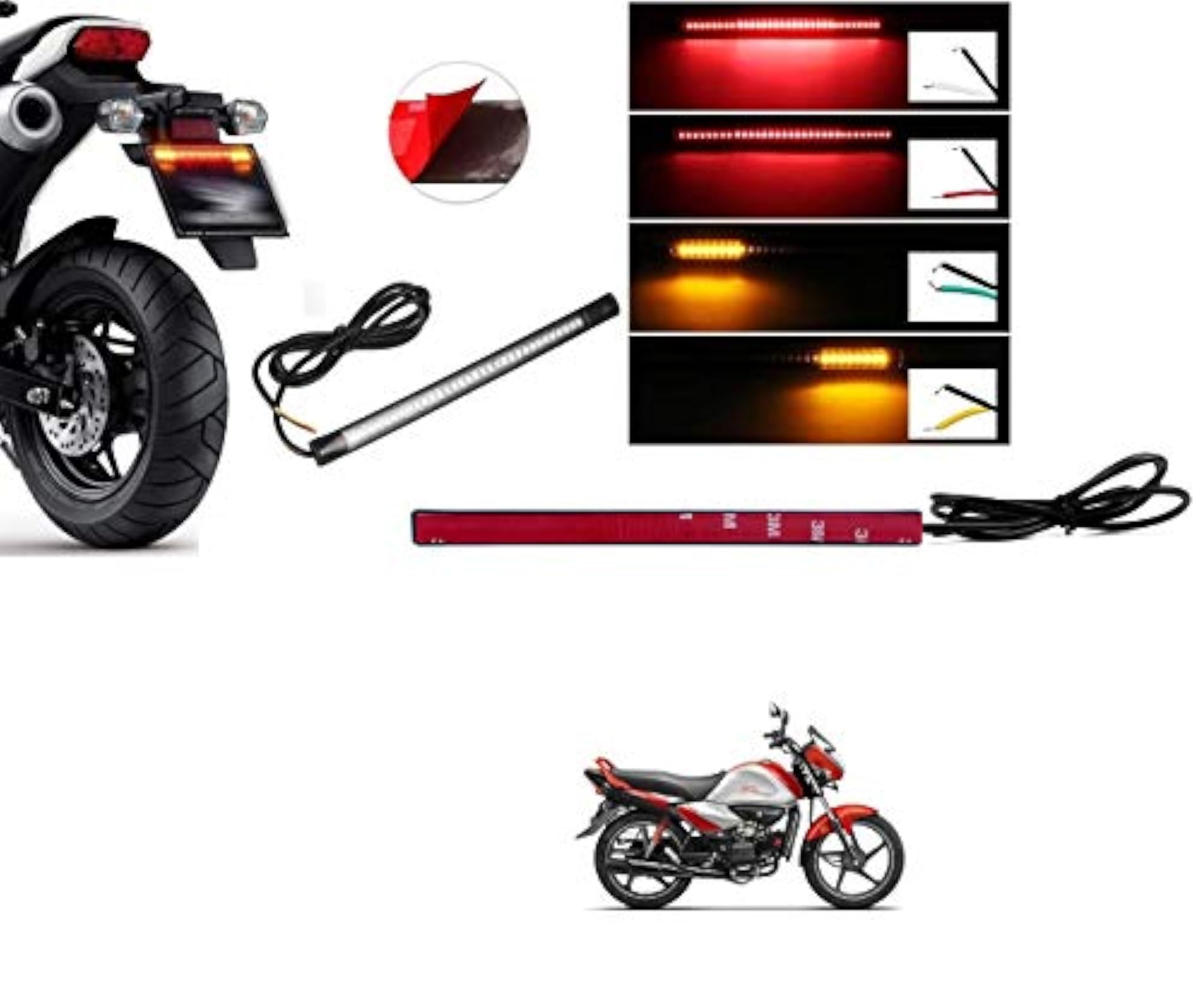 48 SMD Flexible LED Strip Tail Light Bike Brake Light