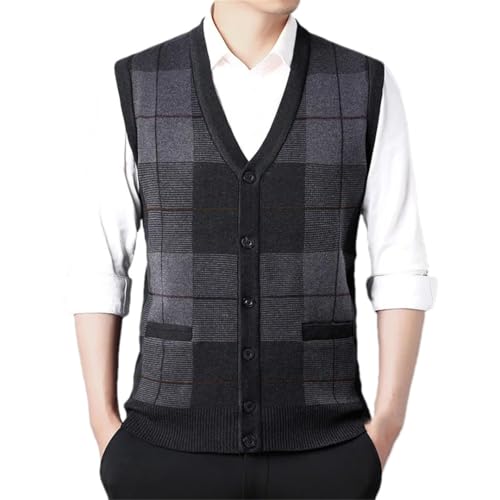 Men’S Autumn Winter V-Neck Slim Fit Sweater Vest, Fashion Knitted Cardigan, Casual Sweater for Men