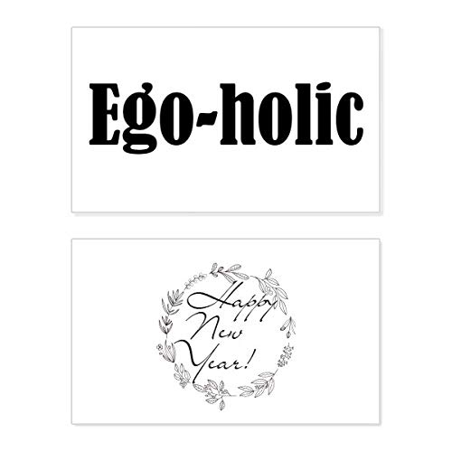 Tarjeta de Año Nuevo "Ego-holic" con texto en inglés ideal para regalar a amigos
