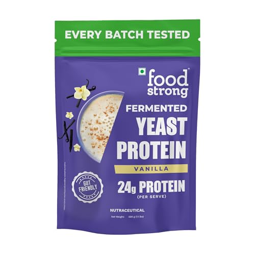 Image of Foodstrong Fermented Yeast Protein - Vanilla | 26g Complete Plant Protein with Probiotics, Digestive Enzymes, & Indian Herbs | Vegan | No Sugar | 500g