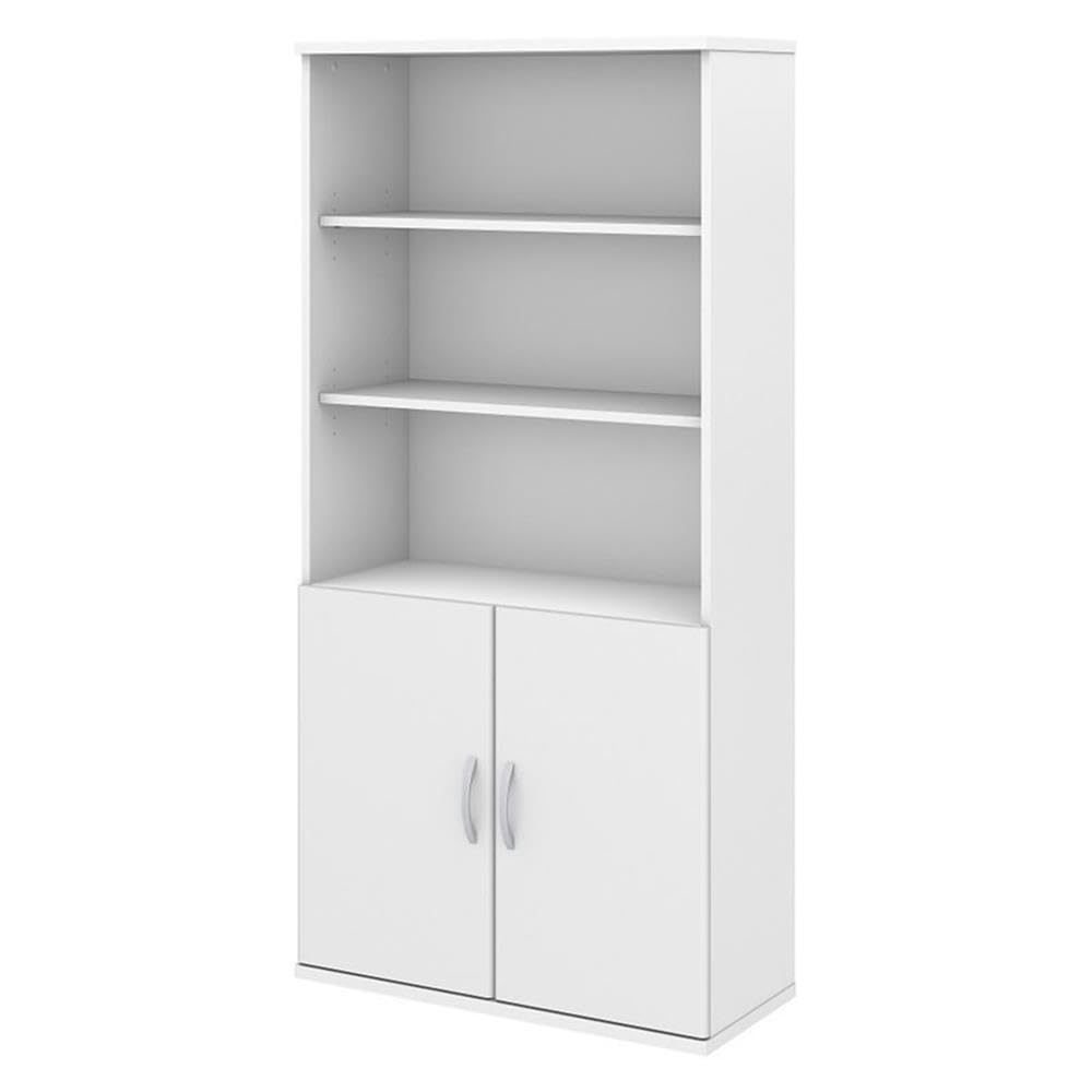 Photo 1 of Bush Business Furniture Studio C 5 Shelf Bookcase with Doors in White