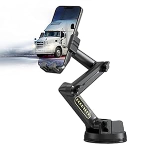 Pletmin Truck Phone Mount, Heavy Duty Phone Holder for Truck Dashboard Windshield, Compatible with All Smartphone, Commercial Truck Super Suction Cup & Stable(Black)
