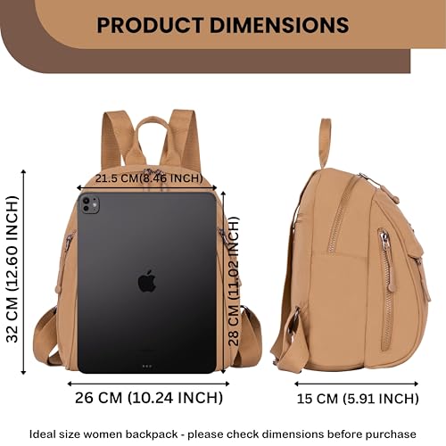Image of TS WITH TECHSUN Women Mini Backpack | Water-Resistant Compact Bag for Travel, Daily Use & Casual Outings | Fits Only Essentials (L) 26CM X (W) 15CM X (H) 32CM