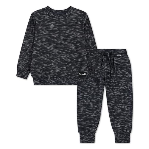 Hurley unisex-baby Soft Basic Cloud Slub Crewneck Sweatshirt and Joggers 2-piece Outfit Set