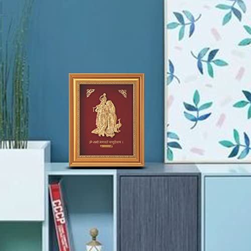 Image of Pk & Pk Jewellers 24Kt Gold Plated Radha Krishna Golden Frame Showpiece for Home Decor,Decorative Items for Room Decoration Items for House,Decorative Showpieces (Radha Krishna)