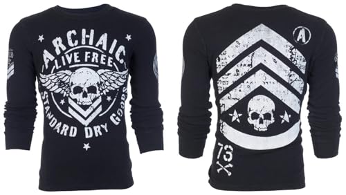Archaic by Affliction Men's Long Sleeve Thermal Shirt Strong Crest2