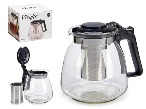 Tetera de Cristal con Filtro Inox Grande 900 ml. Tetera para te e infusiones. Medidas 13X13X13 Filtro inoxidable 7 X 5. Cristal de Borosilicato resistente.
