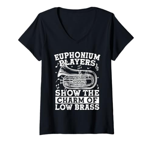 Mujer Bariton Player Show The Charm Of Low Brass Euphonium Camiseta Cuello V
