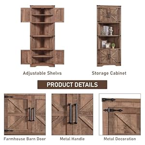 Jxqtlingmufarmhousecornercabinettallcornerbathroomstoragecabinetwithbarndooradjustableshelvesforlivingroomkitchenutilityroomrusticbrown Urban Country Home Decor Jxqtlingmu farmhouse corner cabinet tall corner bathroom storage cabinet with barn door adjustable shelves for living room kitchenutility room rustic brown urban country home decor