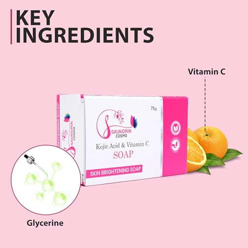 Image of Kojic Acid & Vitamin C Soap with Vitamin C & Glycerine | Hydrates & Nourishes Skin | Brightens & Evens Skin Tone | Gentle Formula for Daily Use | For Face & Body