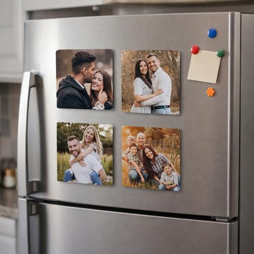 Image of Custom Acrylic Magnet Set (3mm Thick, 3x3 inch) Perfect Unique Gift for Valentine, Birthday, Anniversary, Chrismas, Home Decor Personalized Photo Memory Fridge Magnets (Pack of 6)