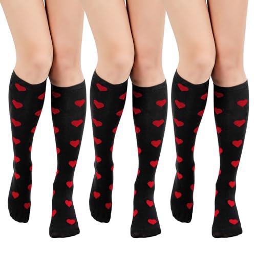 Image of Century Star 3 Pairs Striped Knee High Tube Socks for Women Casual Long Stockings