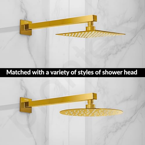 Image of Plantex 18-Inch Shower Arm for Overhead Shower /Stainless Steel Shower Pipe /Wall Mount Bathroom Fitting with -Inch Thread - Pack of 1 (Gold)