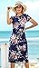 Simier Fariry Women Summer Pocket Casual Midi Knee Dress Spring Short Sleeve Travel Flower Outfit Floral Navy Blue XL