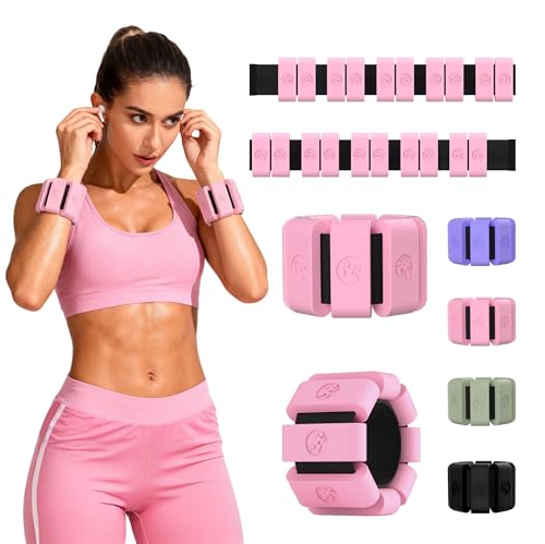 Sonkoloro Adjustable Wrist Weights for Women Men, Leg Weights for Women 0.75lb-1lb Each for Walking, Yoga, Dance, Barre, Gym (Blush, 2LB(2 Pcs))
