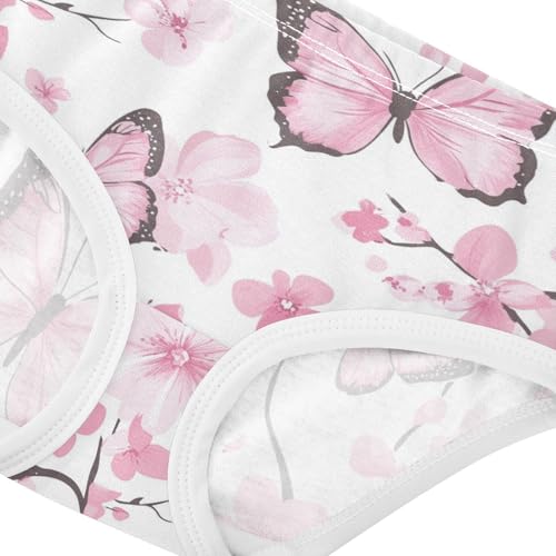 Wusikd Pink Butterflies Girls' Underwear Cotton Flowers Girls Briefs Soft Toddler Underwear 2T4
