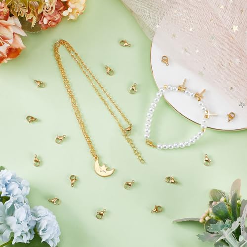 SUNNYCLUE 1 Box 60Pcs Real 18K Gold Plated Stainless Steel Lobster Claw Clasps 12x7mm Mini Small Jewellery Clasps Bracelets Clips Closures Fastener Hook Clasp Lobster Clasps for Jewellery Making Kits - Image 4