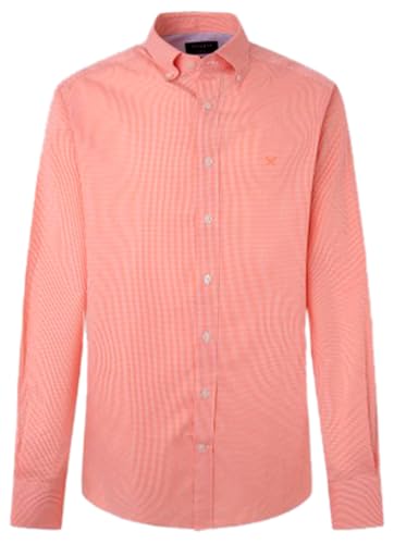 Hackett London Mini guingán Esencial Camisa, Naranja (Orange), XL para Hombre