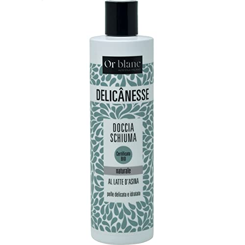 Doccia schiuma Bio al latte dasina ed estratto di Aloe vera, pelle idratata e delicata, morbida ed elastica, protegge la cute, 100% naturale, 300 ml.