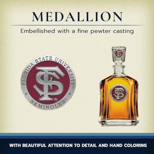 Image of Heritage Pewter Florida State Seminoles Capitol Decanter | 24 OZ Whiskey Decanter for Liquor with Airtight Stopper | Expertly Crafted Pewter Glass with Gift Box Clear