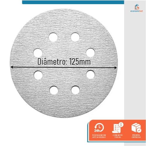 Kit 10 Disco de Lixa Fecho Aderente Pluma Branco 125mm Grão 800 - Starfer