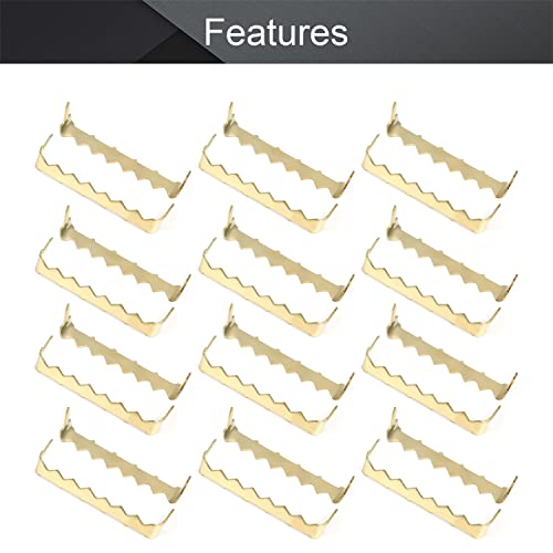 Image of MroMax 100PCS No Nail Sawtooth Picture Hangers 1.89 inch Nailess Zinc Plated for Hard and Soft Wood Frames Hanging Gold